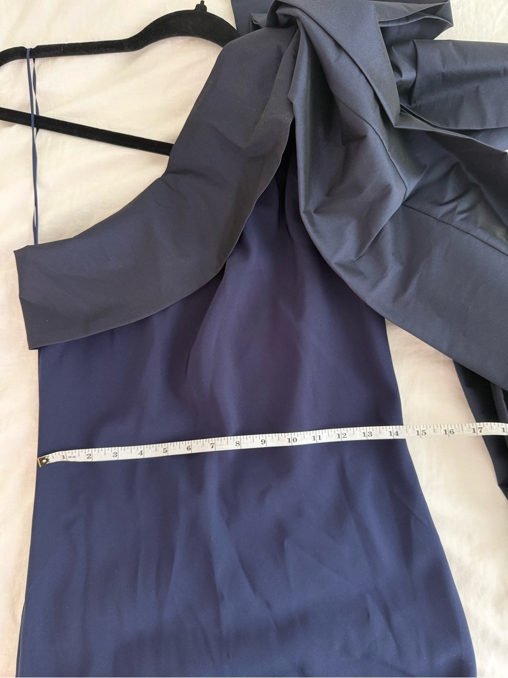 NWT Bernadette Adrian One Shoulder Navy Maxi Gown 36 Statement Bow Evening Dress - Picture 9 of 10